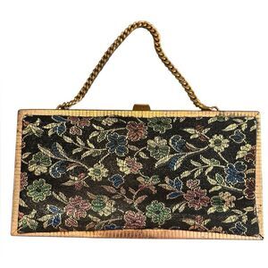 VTG 1950’s Barbara Bates Metal Frame Clutch / Purse Floral Damask Fabric